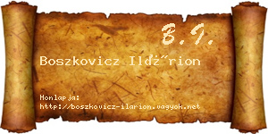 Boszkovicz Ilárion névjegykártya